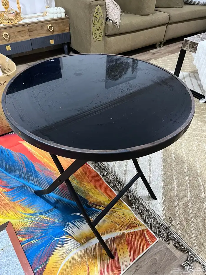 طاولة طعام و كرسي دائرية حديد وزجاج 0