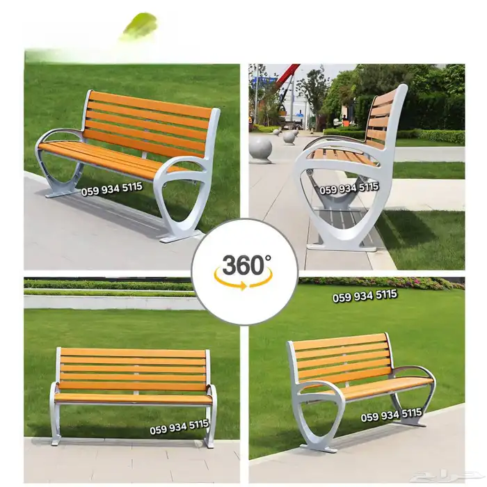 كرسي حديقة خشبي بهيكل من الحديد لعمر فني أطول 6