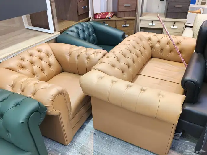 كنب مكتبي ملكي طقم5 نفر 7 نفر اخضر بيج بني اسود ابيض رصاصي 2