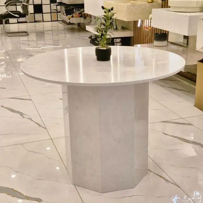 طاولة رخام ابيض تلجي من اللي في القلب والسعر مميز 1