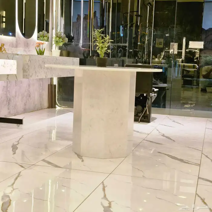 طاولة رخام ابيض تلجي من اللي في القلب والسعر مميز 2