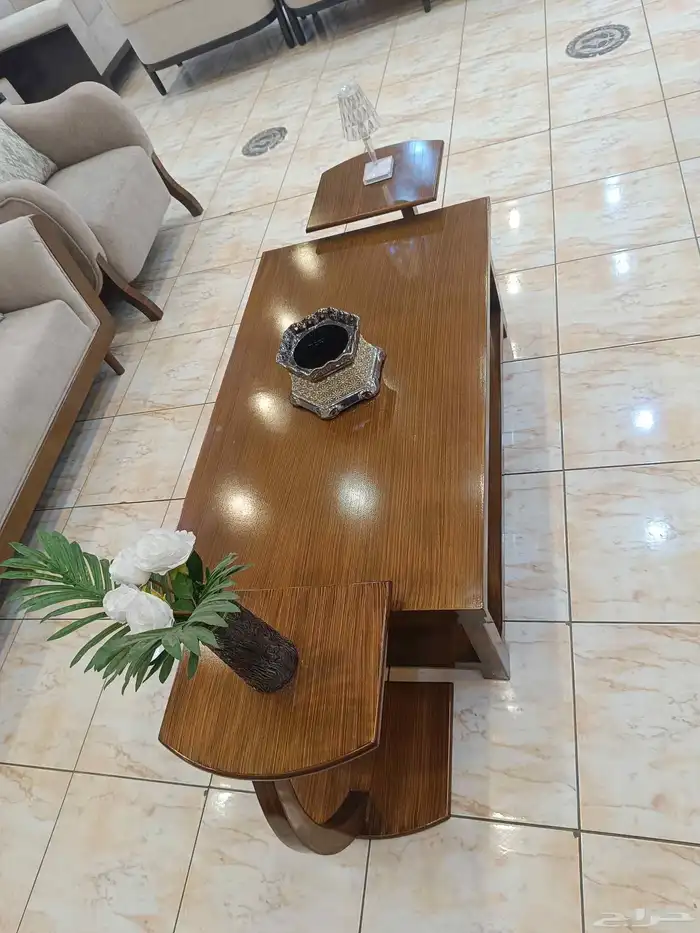 طقم طاولة قهوة مكون من 3 قطع طلاء وخشب أصليين ضمان لمدة عا 2