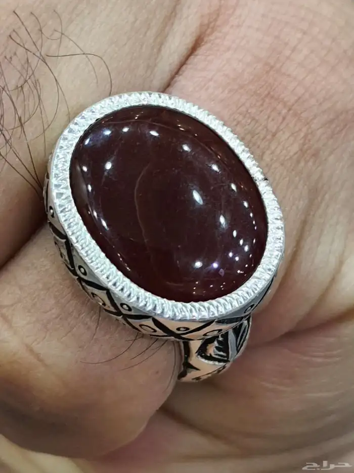 خاتم عقيق يماني كرزي ملكي 2