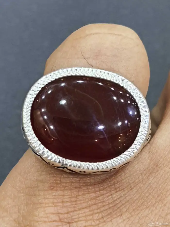 خاتم عقيق يماني كرزي ملكي 4