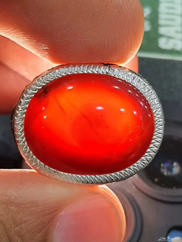 خاتم عقيق يماني كرزي ملكي 5