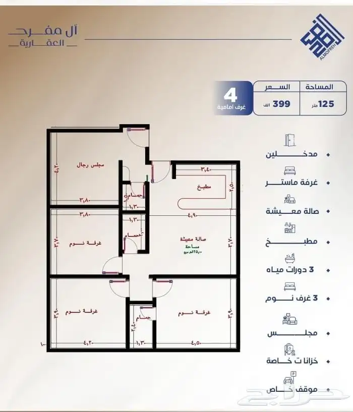 شقق تمليك للسكن ولاستثمار حي النزهة ثلاث غرف بسعر 345الف 2