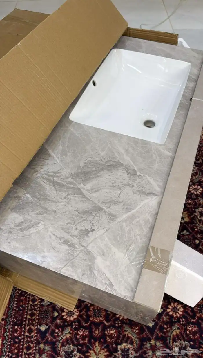 مغسلة بورسلان لون رصاصي مقاس متر مع مرايه 1