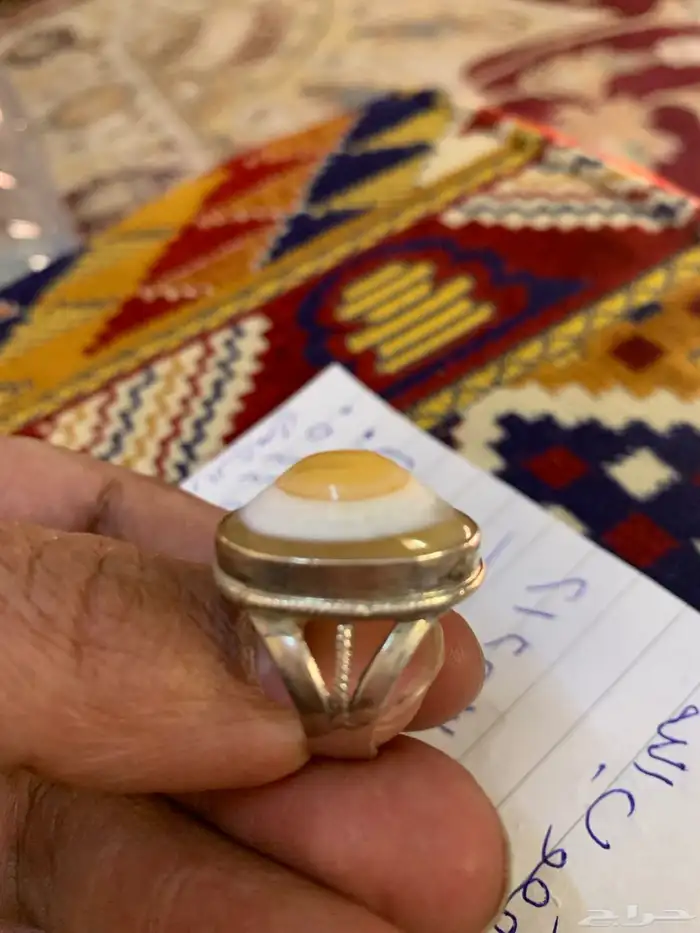 خاتم عقيق سليماني اصلي فضه درجه اول 0