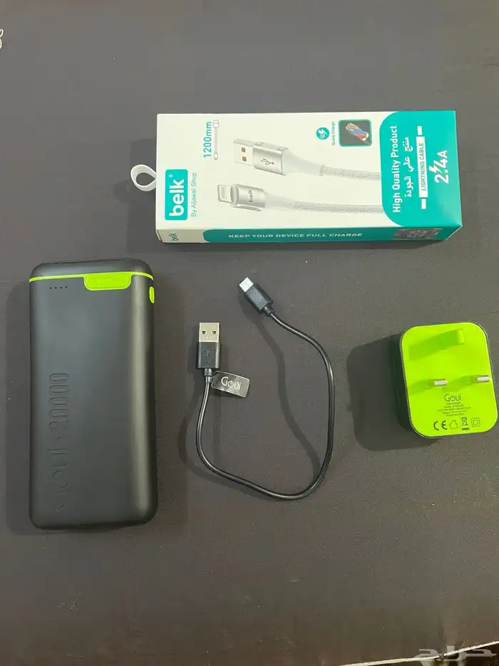 بطاريه قوي و شاحن بمنفذين و سلك جديد 0