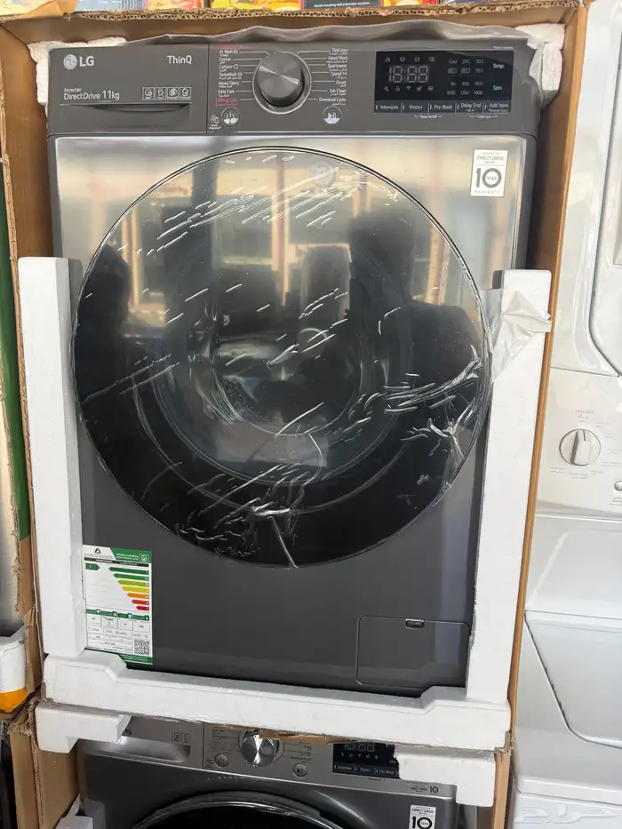 غسالة ال جي امامي أستيل 11 كيلو مخفض لون أستيل تنشيف 80 100 3