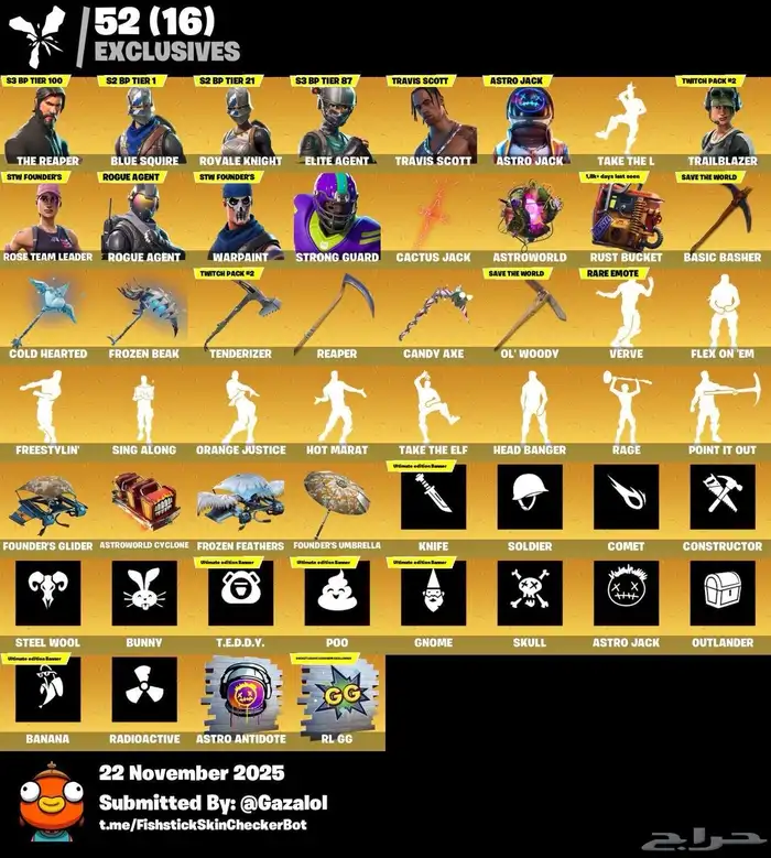 ترافس سكوت حساب فورت نايت فول سكنات ترافس سكوت 0