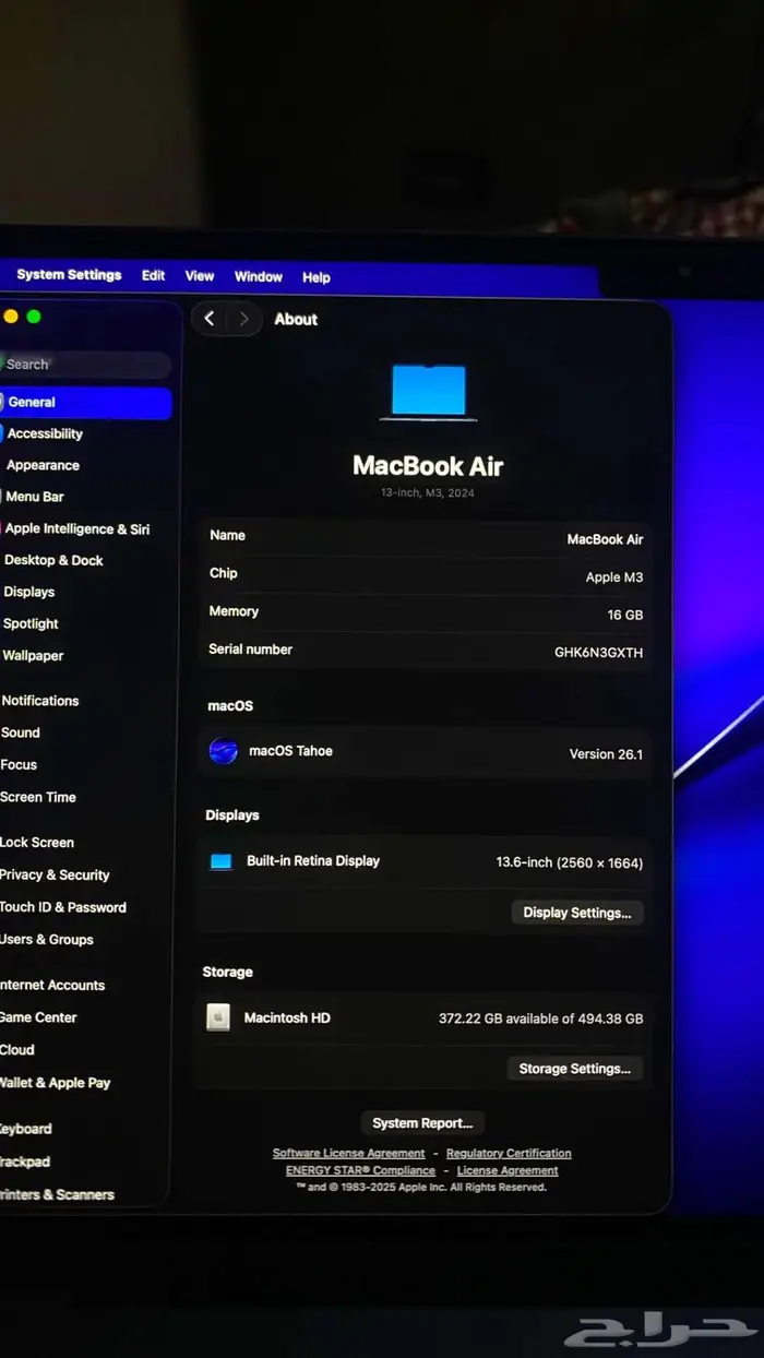 ماك بوك جديد ابل MacBook Air M3 3