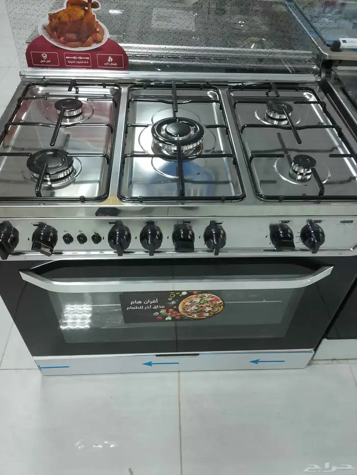 فرن غاز كيون 90 60 5 عيون ستانلس ستيل 0