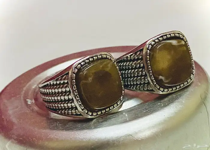 خواتم فضة احجار كريمة نقش يدوي 1