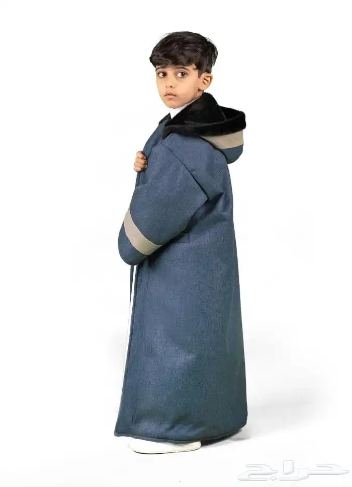 فروة ولادي بلون الأزرق مع جلد رصاصي 2