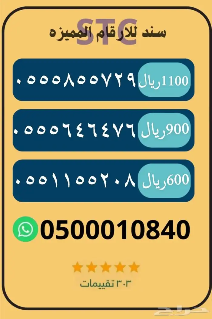 للبيع ارقام جديده مقسمات مميزه 0