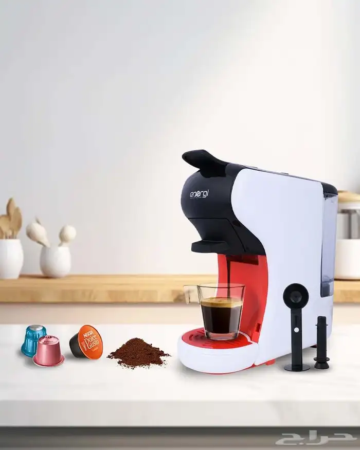 ماكينة قهوة 3 ب 1 مع حامل كبسولات خشب 0