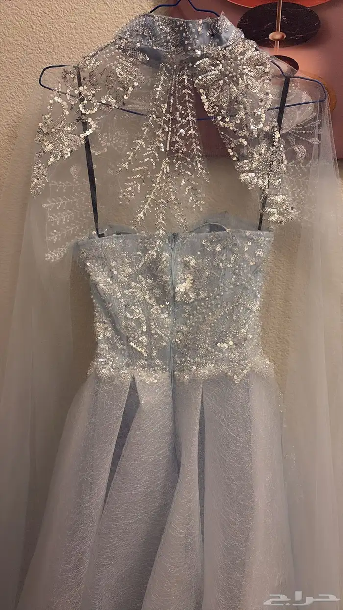 فستان سماوي للبيع ملبوس مرا وحده وبس 5 ساعات 1