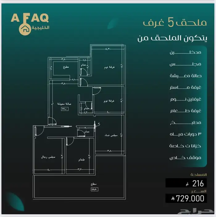 شقق وملاحق للبيع النزهه كاش غرفتين وثلاث و4لاستثمار والسكن 13