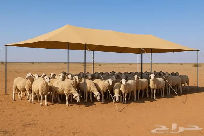 مظلات غنم شبه جديد العدد 2   معالف بلاستك  شبوك 2