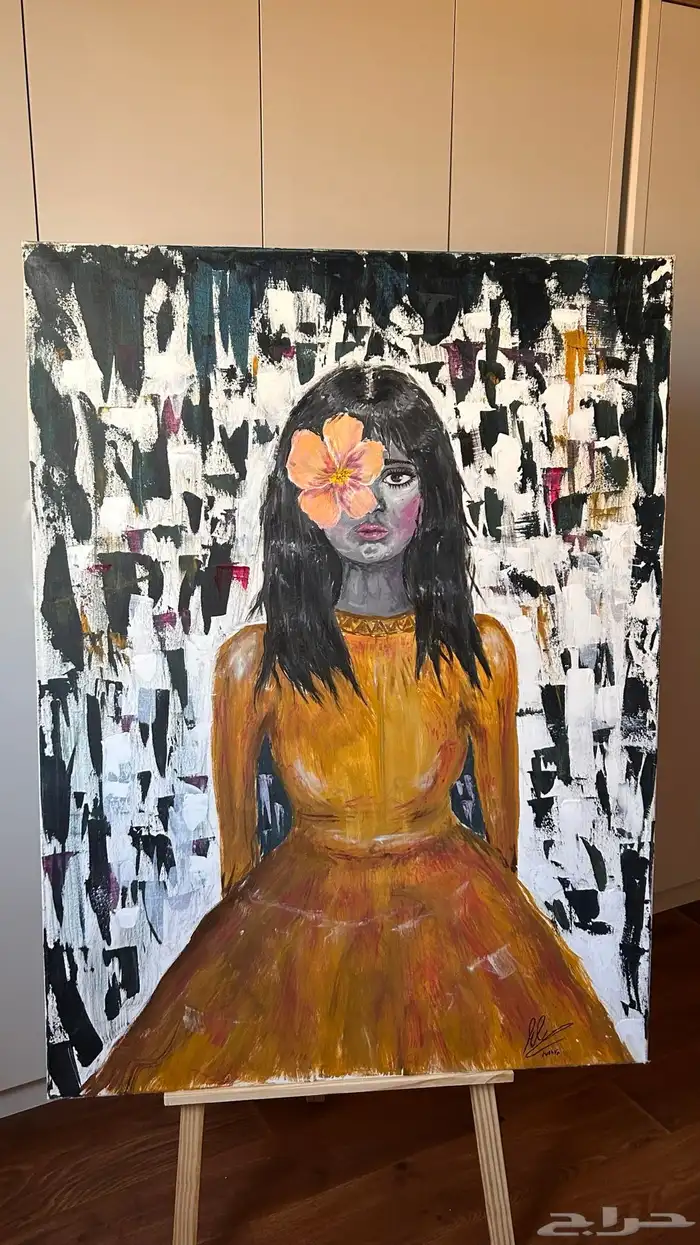 لوحه كانفس 122في91 الوان اكريليك انسامت ب 60ألف 0