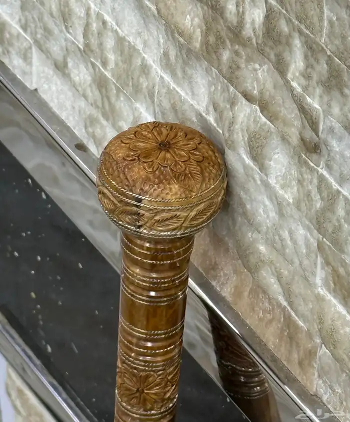 عصا فاخرة من خشب الكوك   شغل أنتيك وحفر يدوي كامل 0