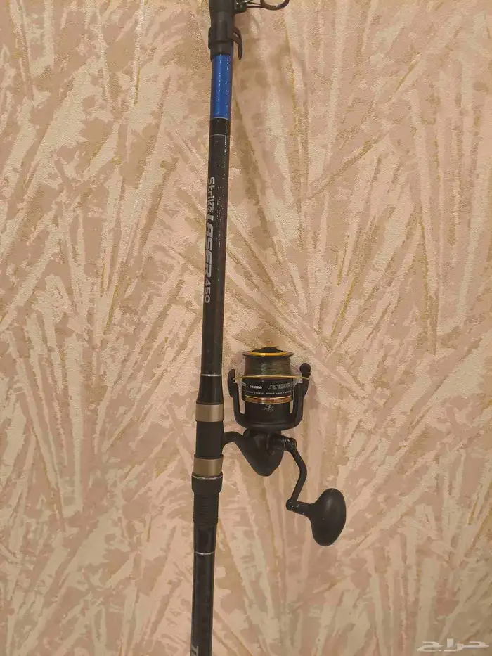 سنارة صيد سترايك 4.5 متر مع مكينه اكوما ومحلقات صيد اخرى 0