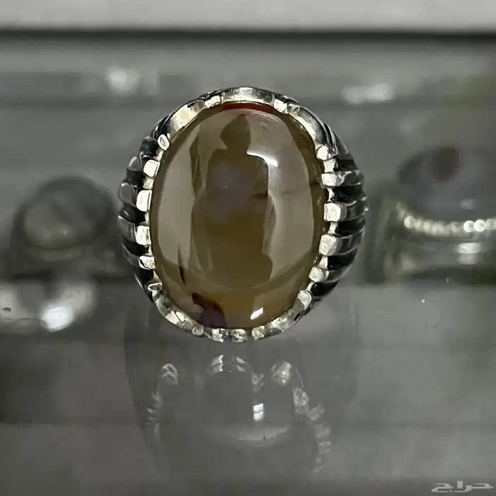 خاتم فضة عيار 925 بفص عقيق يماني صياغة مبرد 3