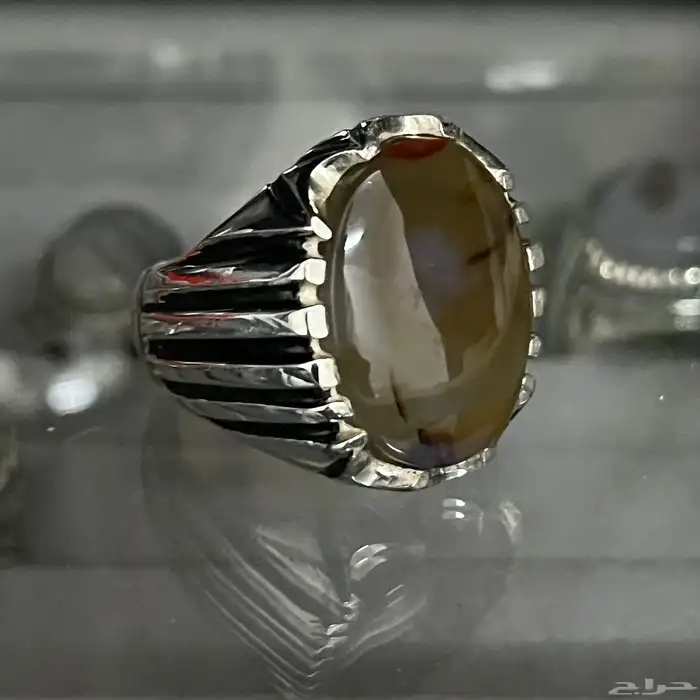 خاتم فضة عيار 925 بفص عقيق يماني صياغة مبرد 4