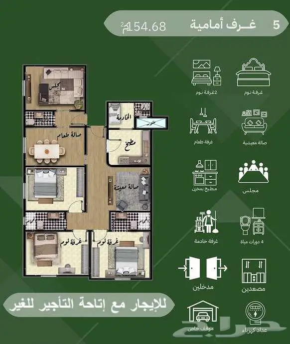 شقة 5غرف للإيجار أو الإستثمار جده حي المنار خلف الياسمين مول 0