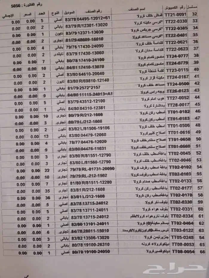 قطع غيار كورلا قديم 1