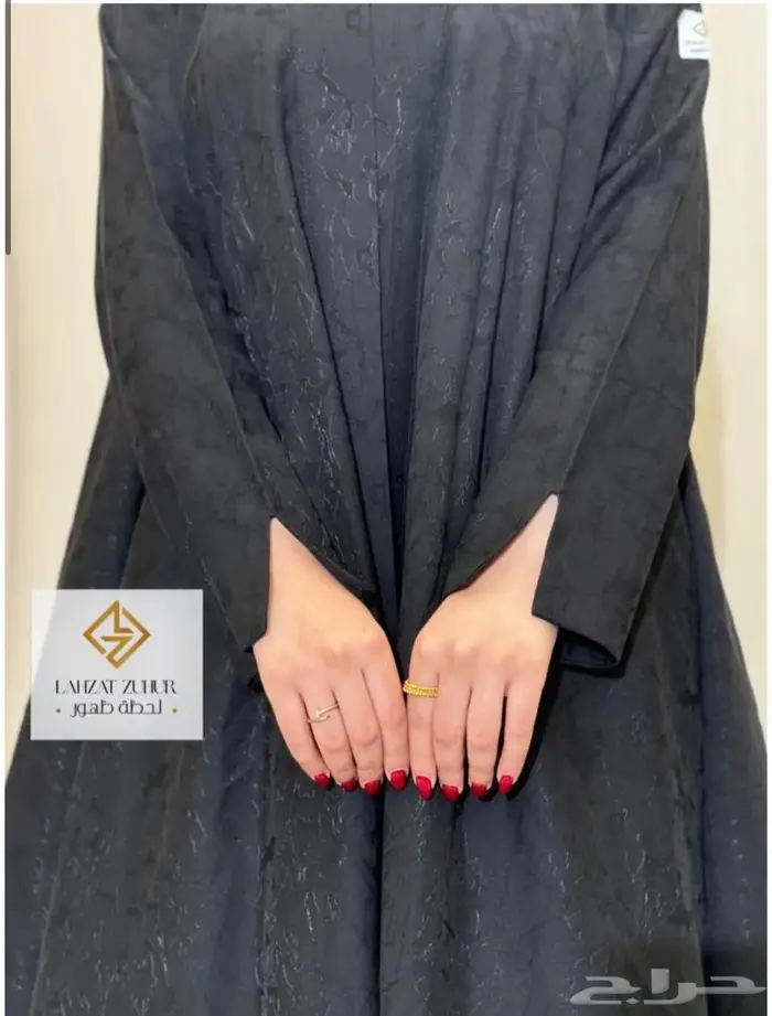 عبايه دبل كلوش حرير ياباني مشجر اسود من لحظه ظهور 0