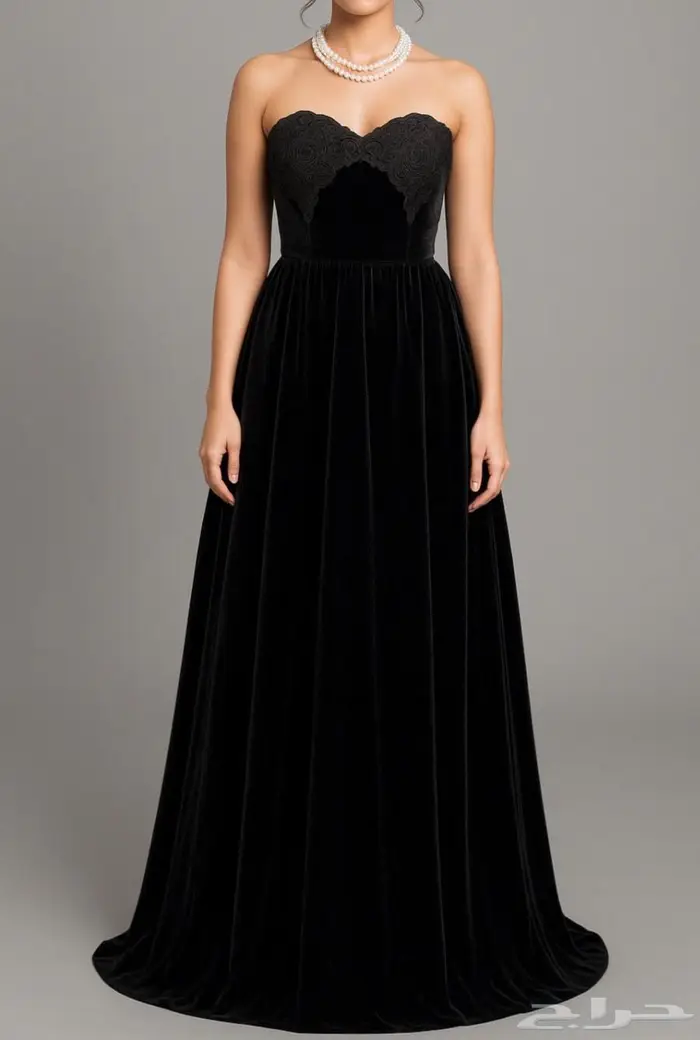 فستان اسود مخمل شتوي 1