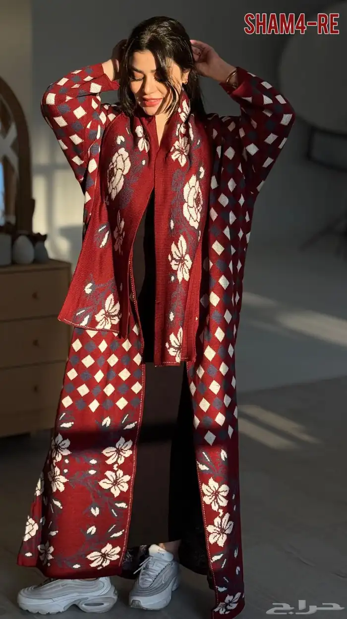 عبايات رونق الصوف ملون تريكو شتاء وشاح 4