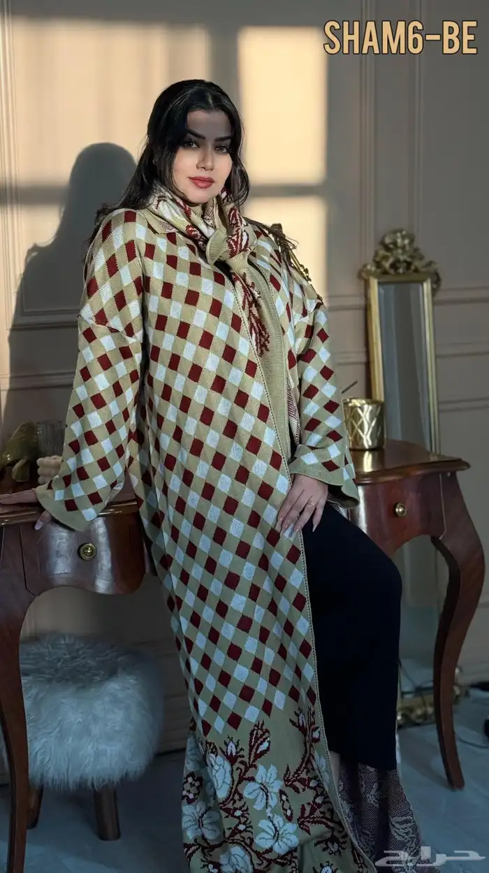 عبايات رونق الصوف ملون تريكو شتاء وشاح 6