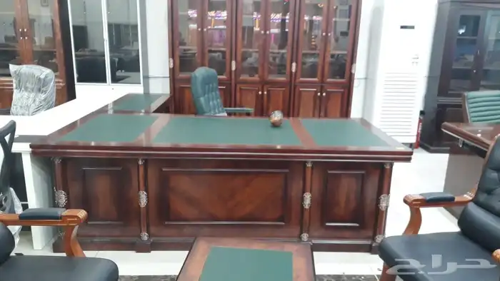 ملكي اثاث مكاتب طقم فخم جلد اخضر كامل طقم طاولة اجتماع كرسي 9