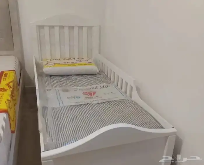 سرير خشب أطفال الون ابيض جديد المقاس 80 160 5