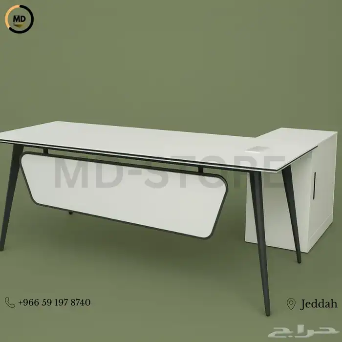 طاوله مكتبي مودرن جديد لون بني وابيض - اثاث المكتبي 0