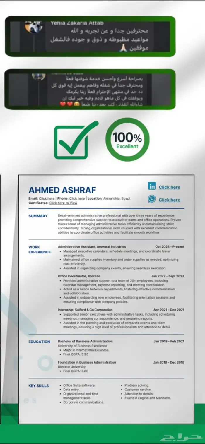 سيرة ذاتية Cv بروفيشنال حديثه بطريقة الAts المحدث فقط 3