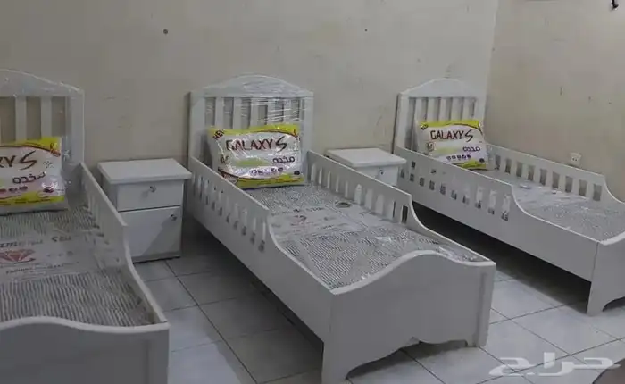 سرير خشب أطفال الون ابيض جديد المقاس 80 160 6
