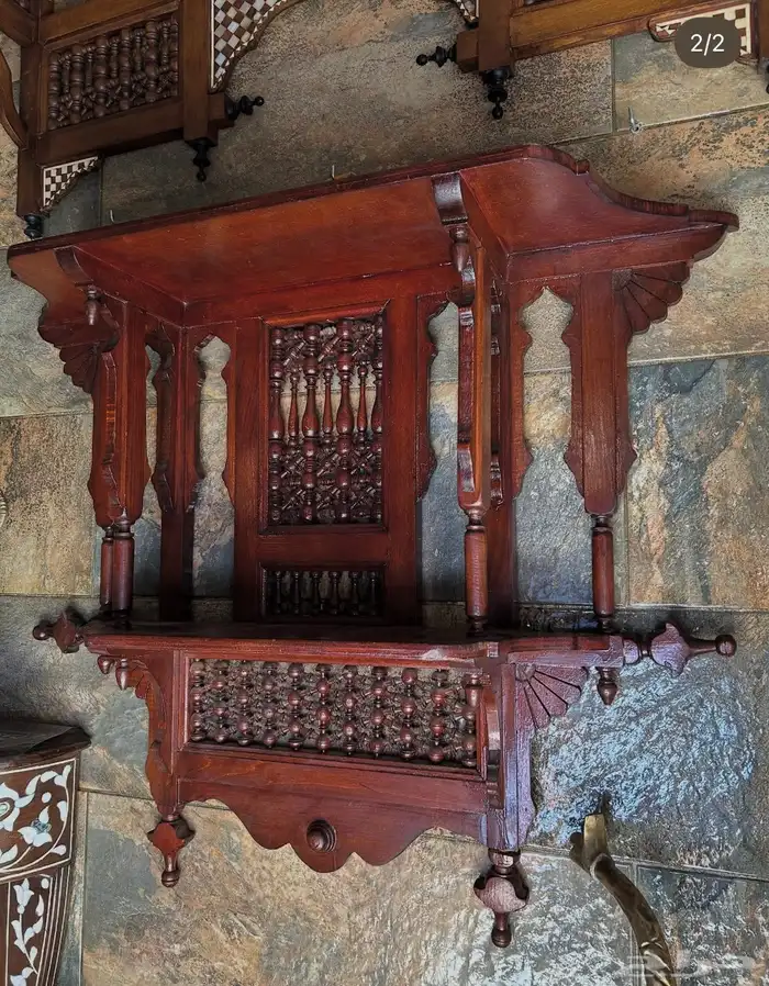 تحف خشب يدويه مصري ودمشقي وايراني مطعم بالصدف والنحاس انتيك 28