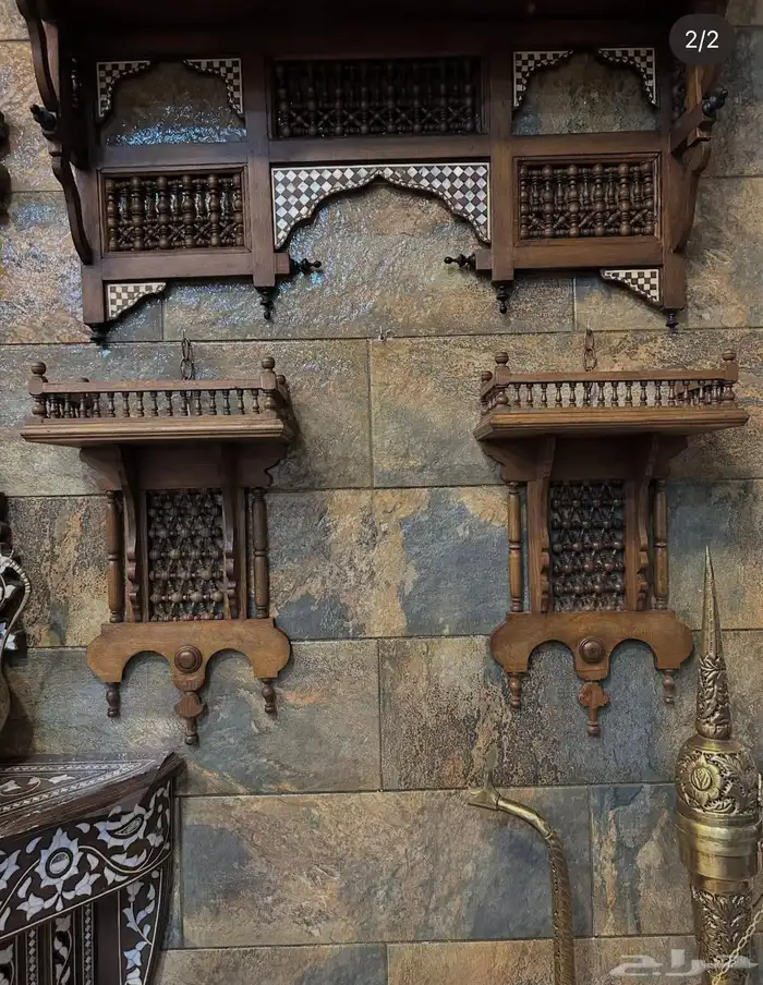 تحف خشب يدويه مصري ودمشقي وايراني مطعم بالصدف والنحاس انتيك 12