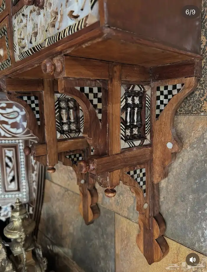 تحف خشب يدويه مصري ودمشقي وايراني مطعم بالصدف والنحاس انتيك 1