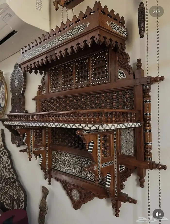 تحف خشب يدويه مصري ودمشقي وايراني مطعم بالصدف والنحاس انتيك 8