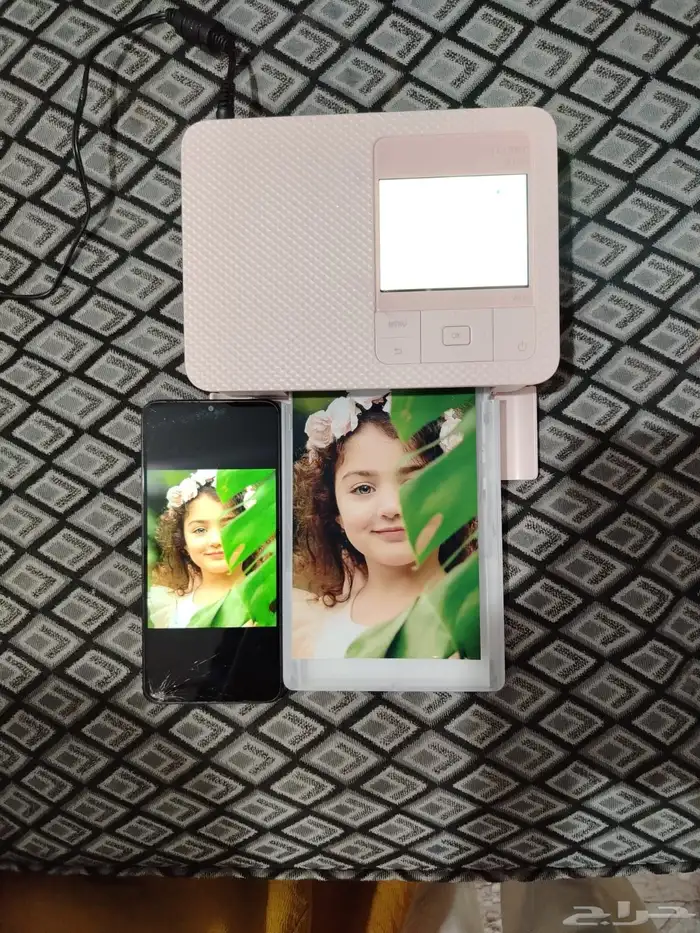 طابعة صور كانون 1500C لون وردي نضيفه استعمال خفيف 0