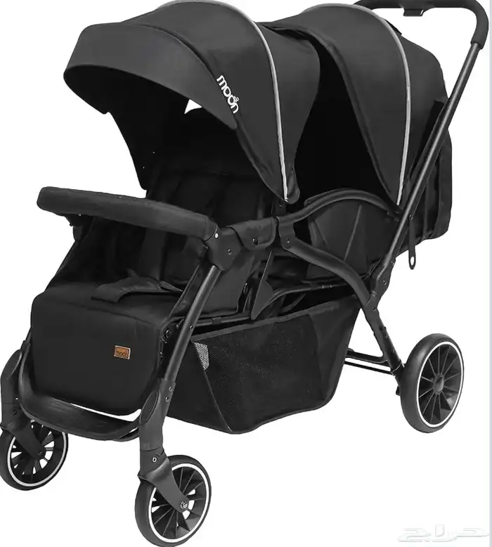 عربة أطفال مزدوجة من مون دويس لون أسود طفل جديدة 5