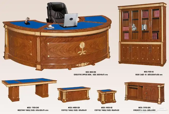 ملكي اثاث مكاتب طقم فخم جلد اخضر كامل طقم طاولة اجتماع كرسي 1