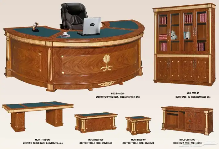 ملكي اثاث مكاتب طقم فخم جلد اخضر كامل طقم طاولة اجتماع كرسي 0