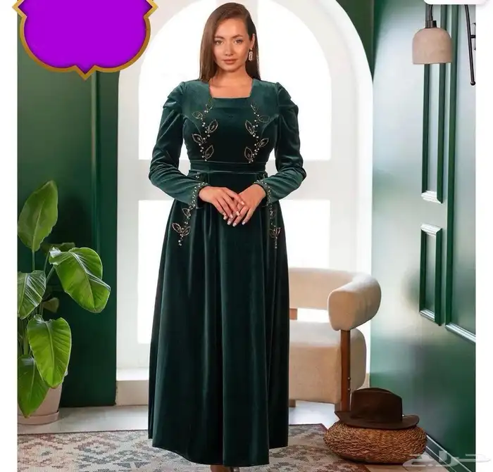 فستان مخمل شتوي صناعة تركية 0