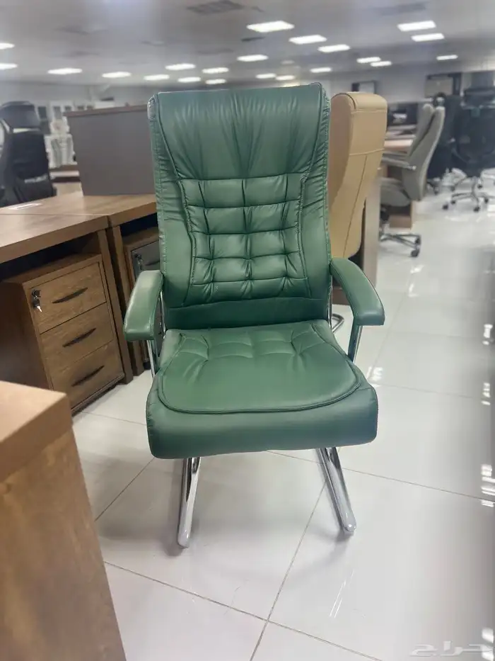 ملكي اثاث مكاتب طقم فخم جلد اخضر كامل طقم طاولة اجتماع كرسي 34